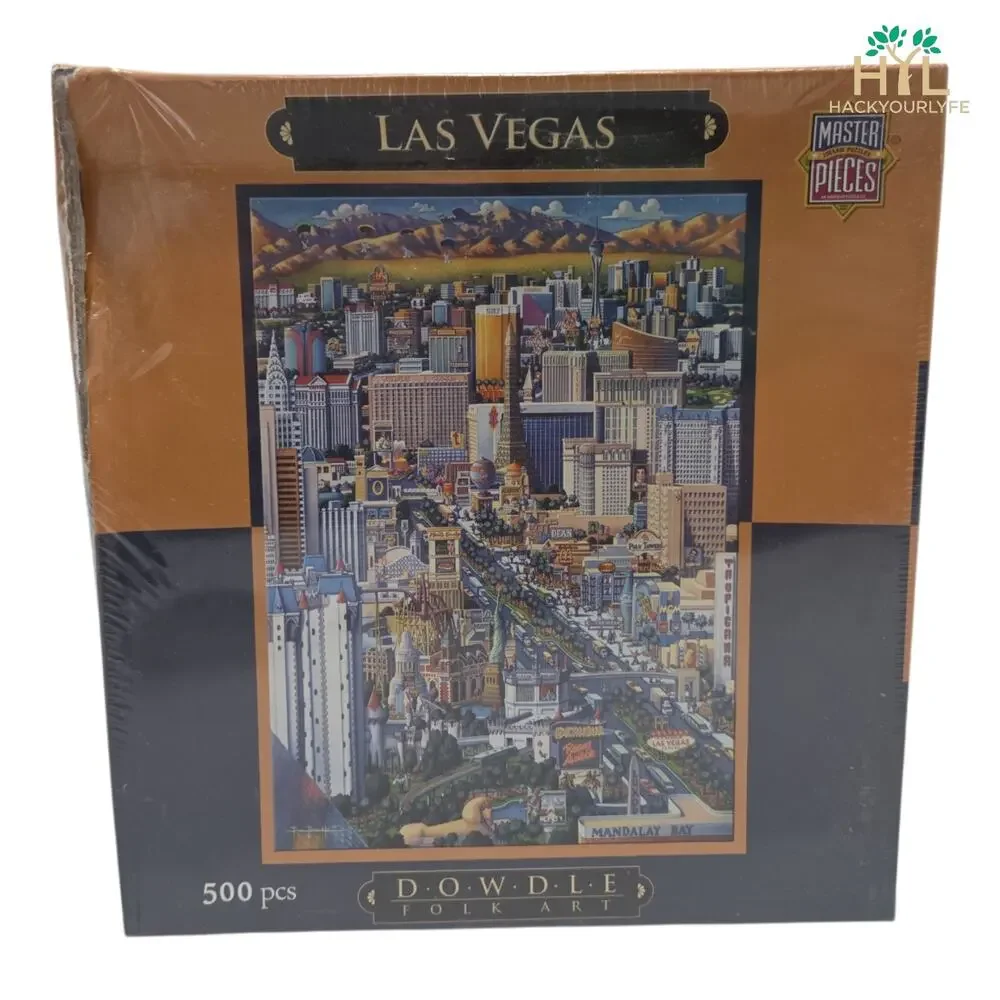Dowdle Las Vegas 500 Piece Jigsaw Puzzle 18x24 Folk Art Eric Dowdle City Toy New